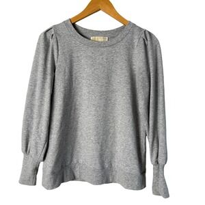 Michael Kors Gray Puff Sleeve Lightweight Sweatshirt Pullover Top Size S